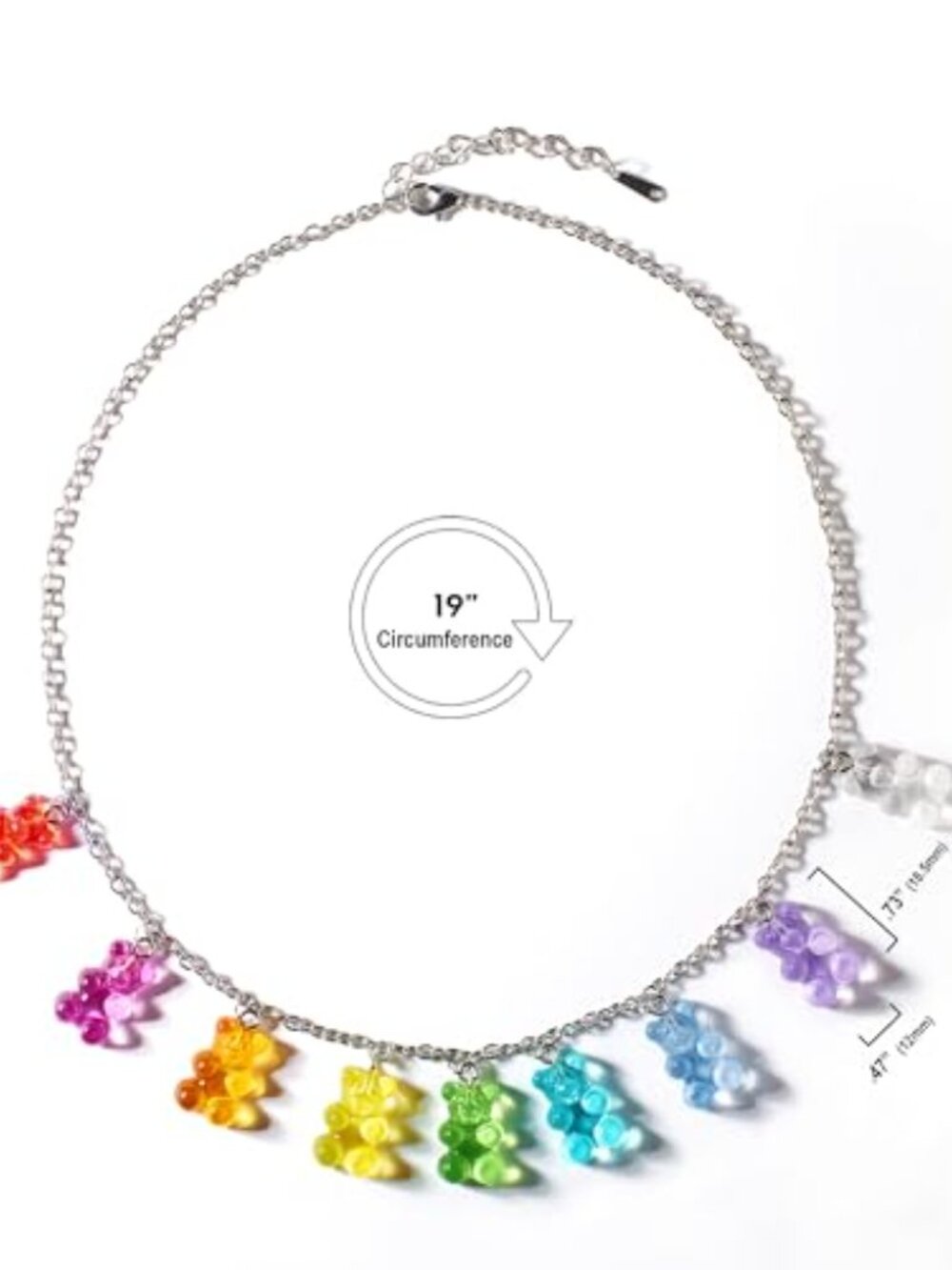 Gen Z Rainbow Gummy Bear Bead Necklace (9 colors) - Picture 2 of 3